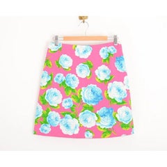 Funky Versace VERSUS Hot Pink Blue Floral pattern Mini Skirt