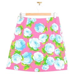 Funky Versace VERSUS Hot Pink Blue Floral pattern Mini Skirt