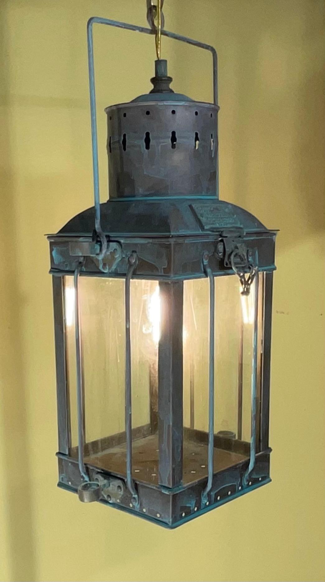 European Funky Vintage 1939 Style British Solid Brass Cargo Ship hanging Lantern For Sale