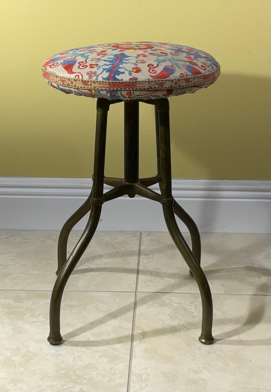 American Funky Vintage Brass Suzani Seat, Stool For Sale