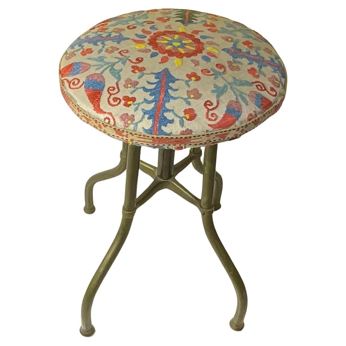 Funky Vintage Brass Suzani Seat, Stool