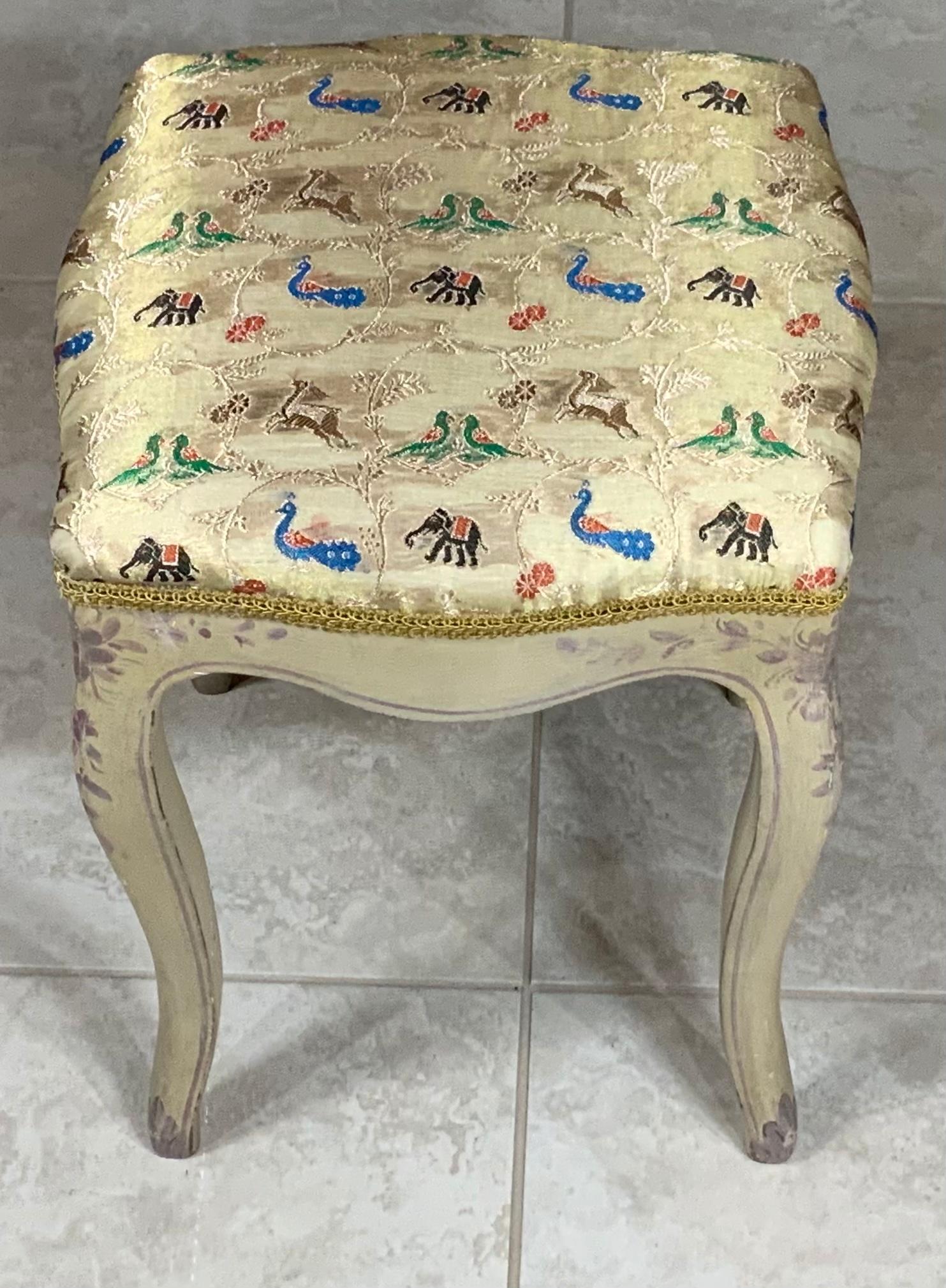 Funky Vintage Painted Wood Stool For Sale 1