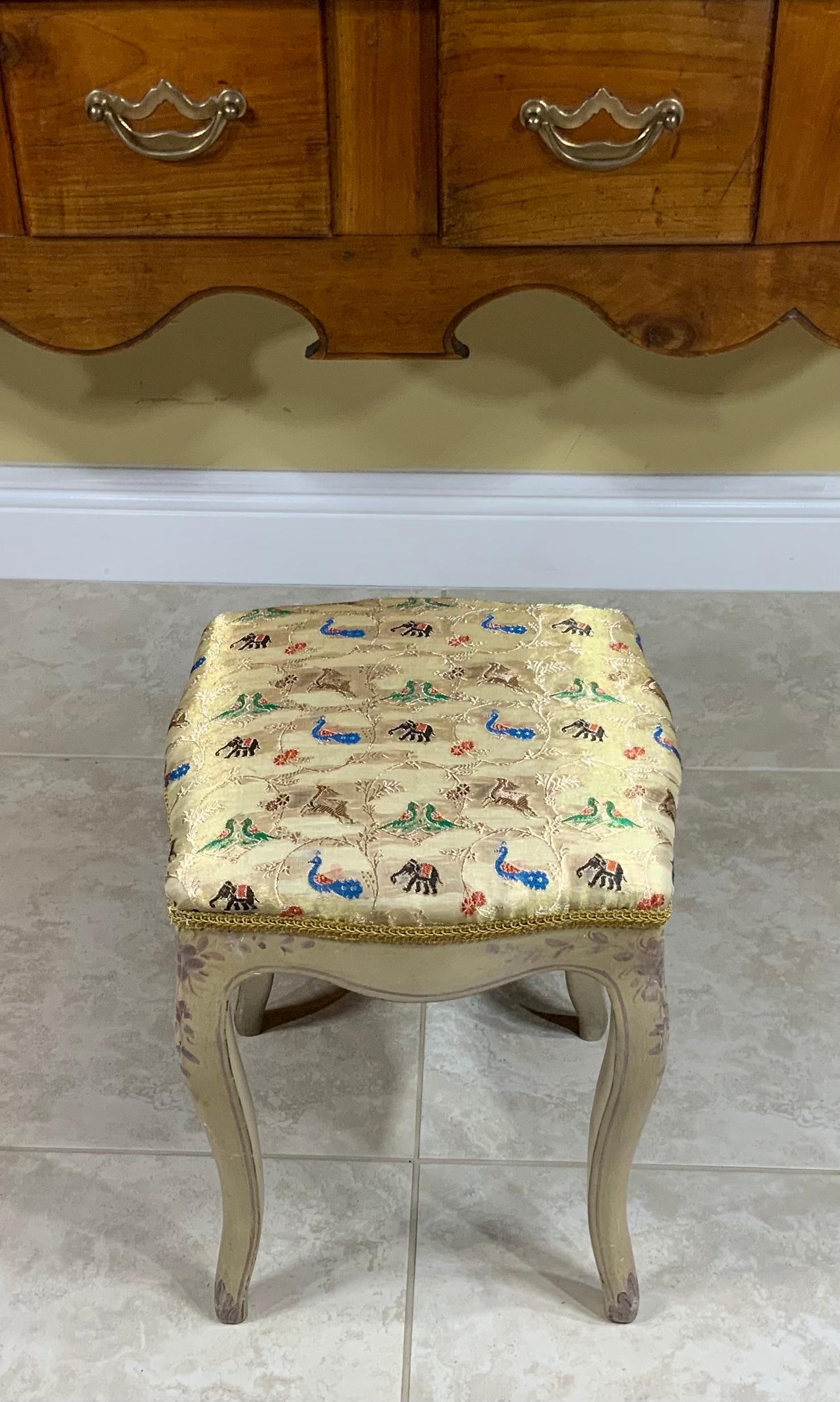 20th Century Funky Vintage Painted Wood Stool For Sale