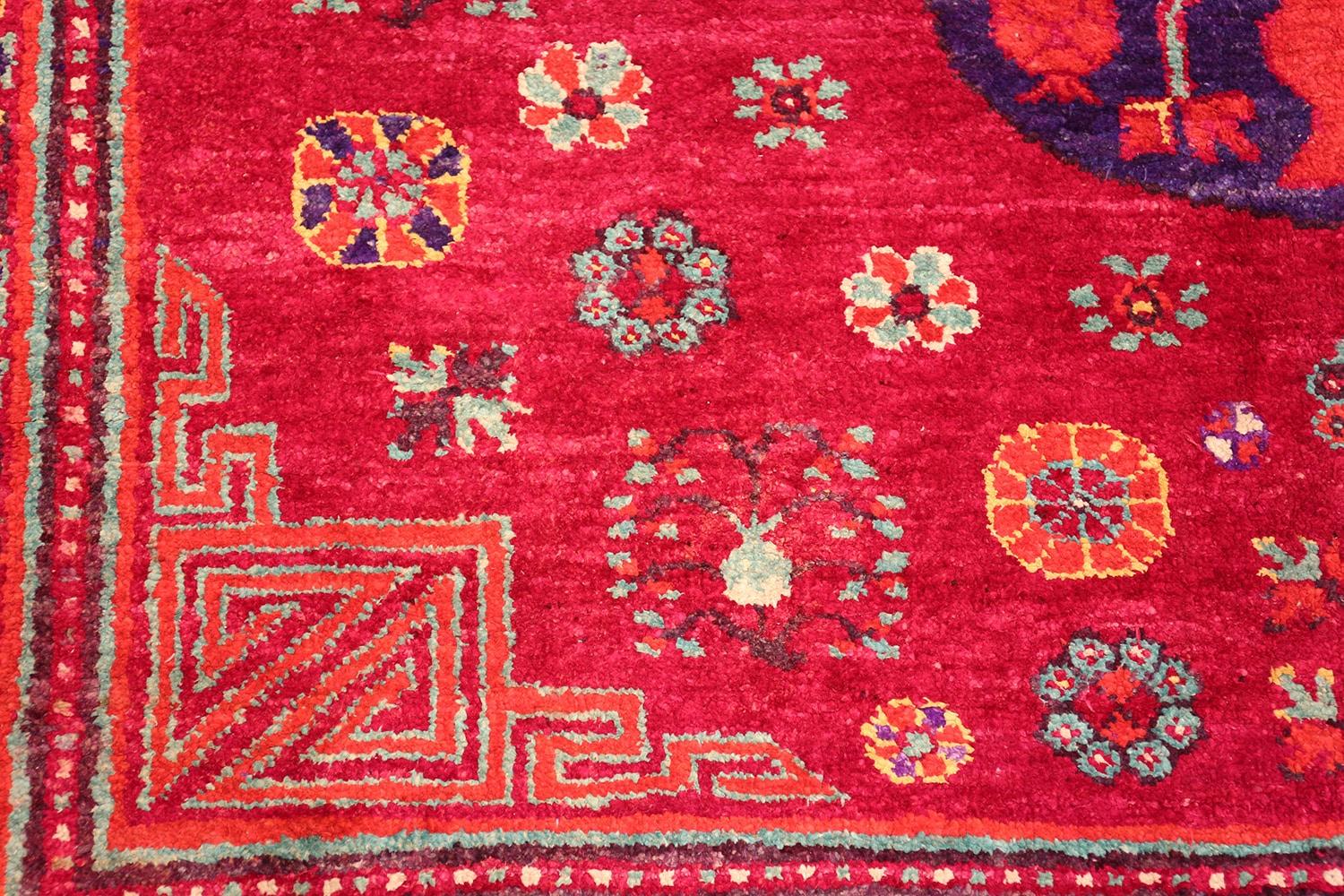 East Turkestani Vintage Purple Silk Khotan Rug. 5 ft 10 in x 11 ft 4 in For Sale