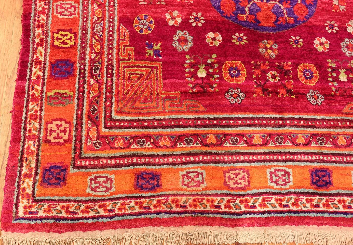 Hand-Knotted Vintage Purple Silk Khotan Rug. 5 ft 10 in x 11 ft 4 in For Sale