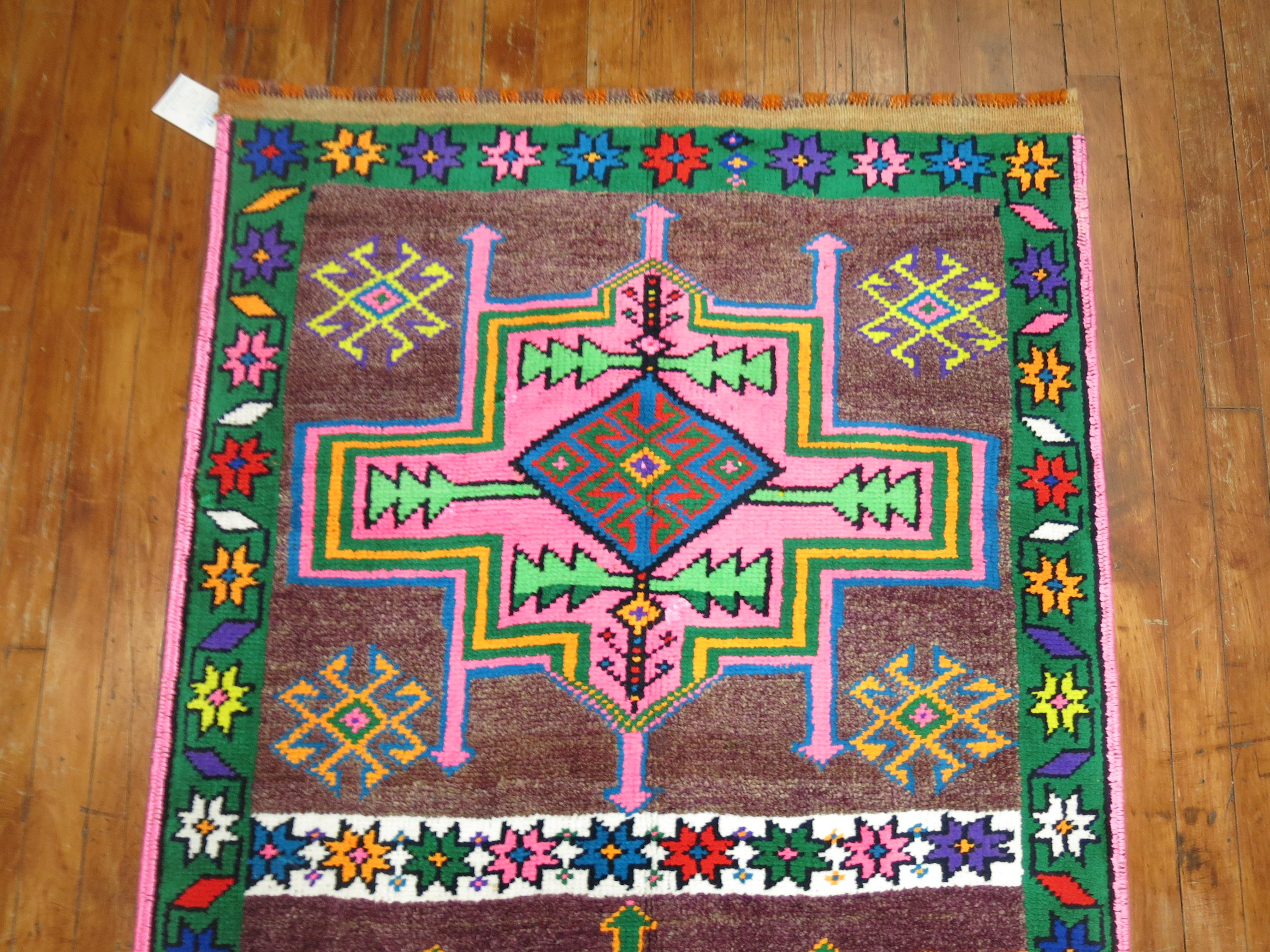 Funky Vintage Turkish Anatolian Long Runner In Good Condition For Sale In New York, NY