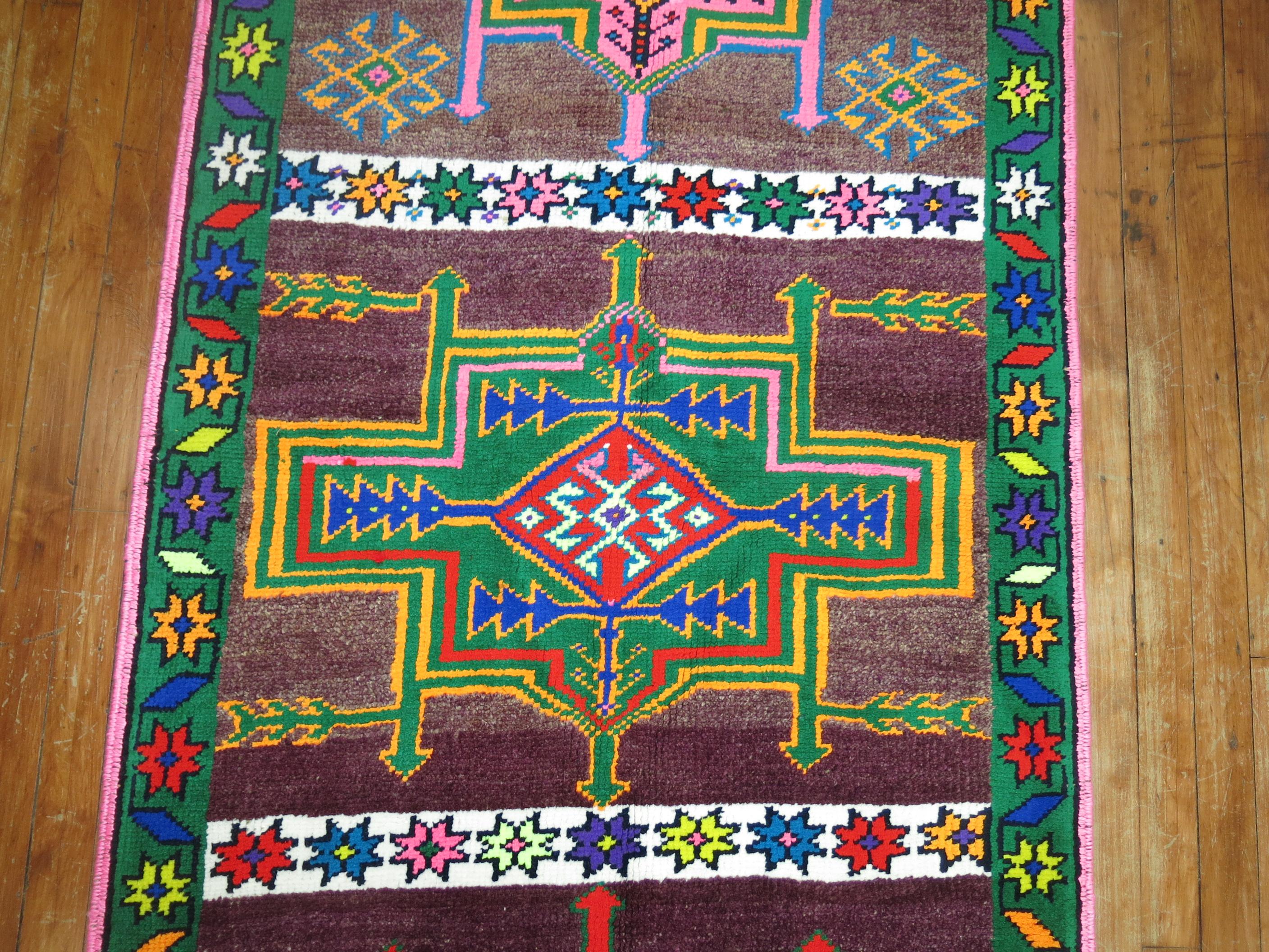 20th Century Funky Vintage Turkish Anatolian Long Runner For Sale