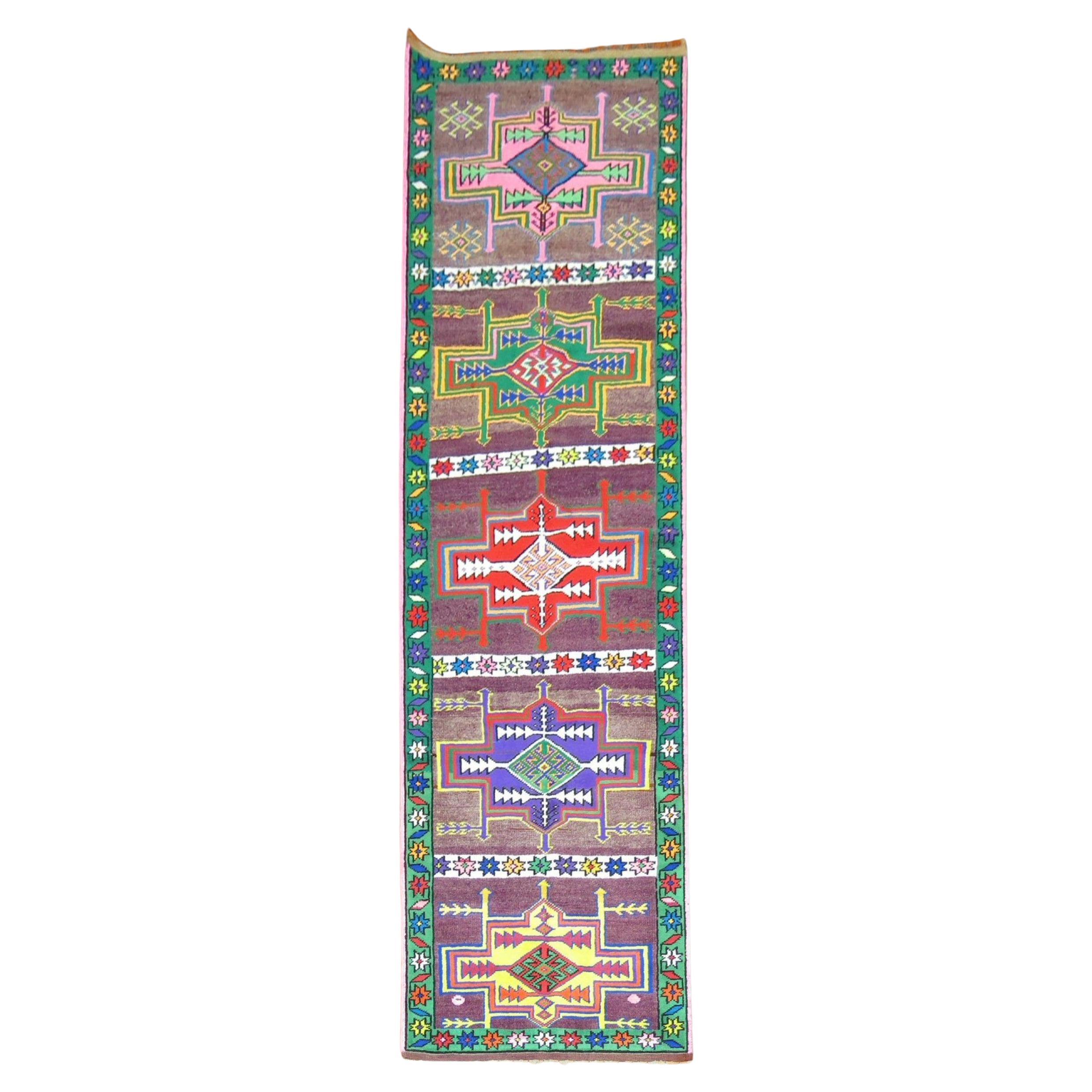 Funky Vintage Turkish Anatolian Long Runner For Sale