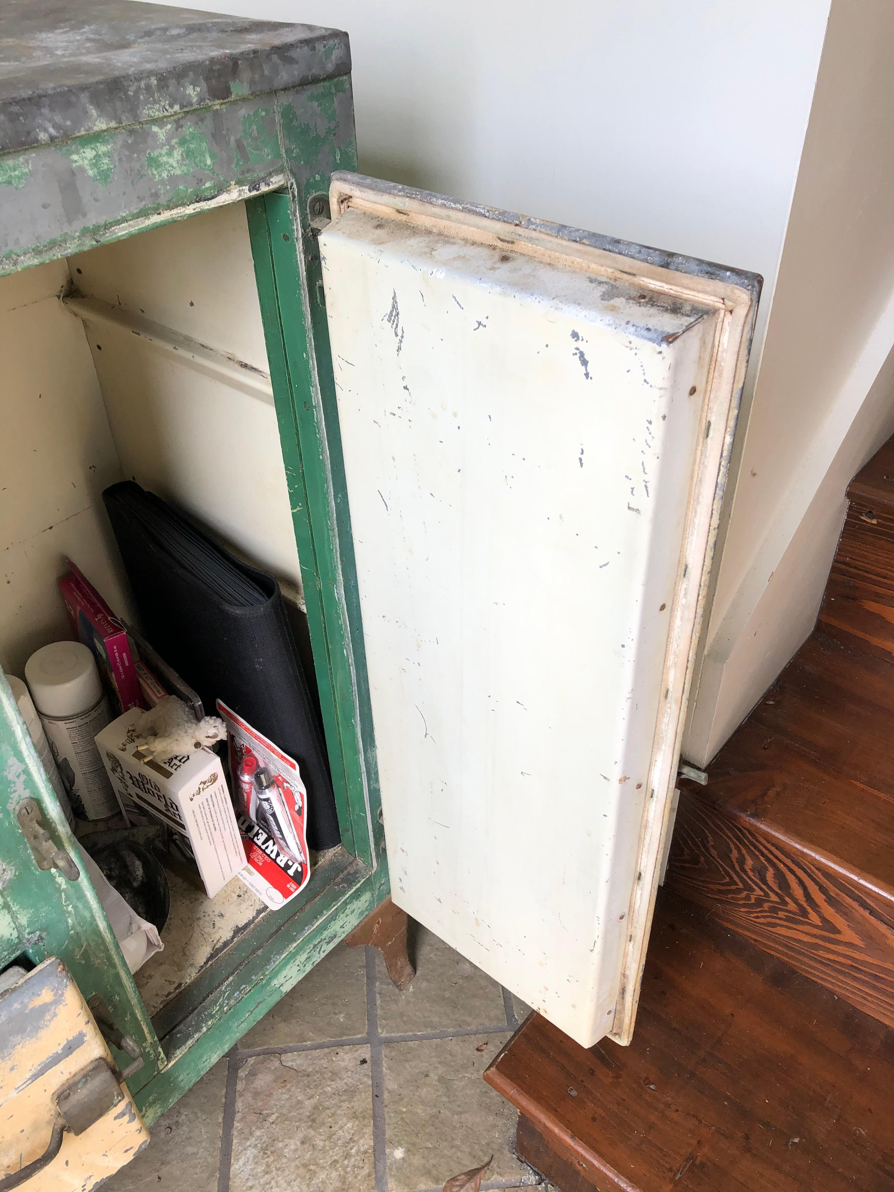 American Funky Wonderfully Distressed Vintage Icebox Cabinet