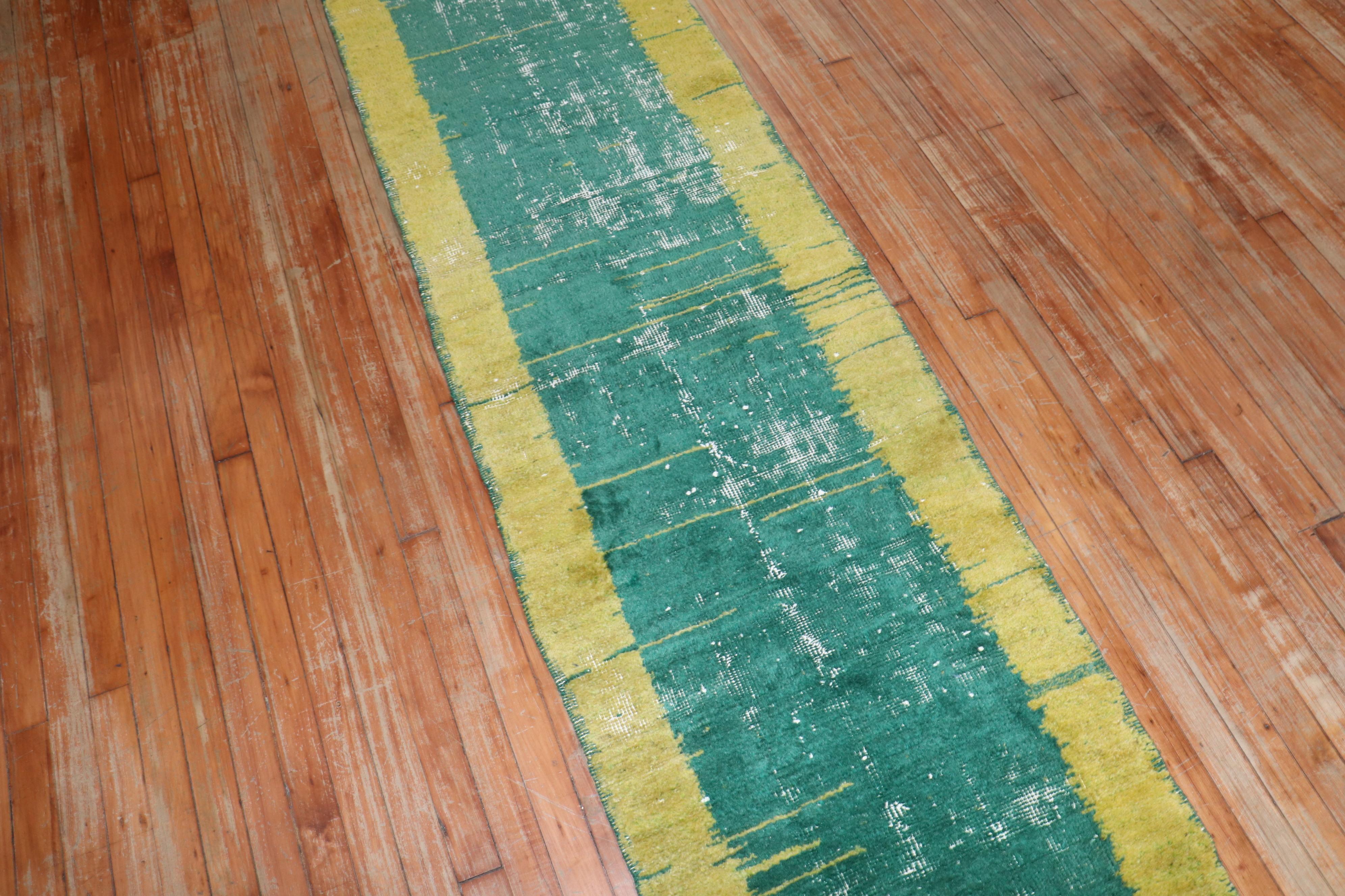 Hand-Woven Funky Worn Turkish Runner For Sale