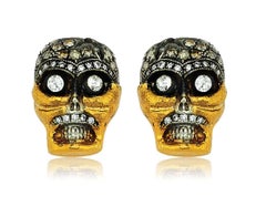 Funny Eyes Pave Moustache Silver and 24k Gold Plated Stud Earring