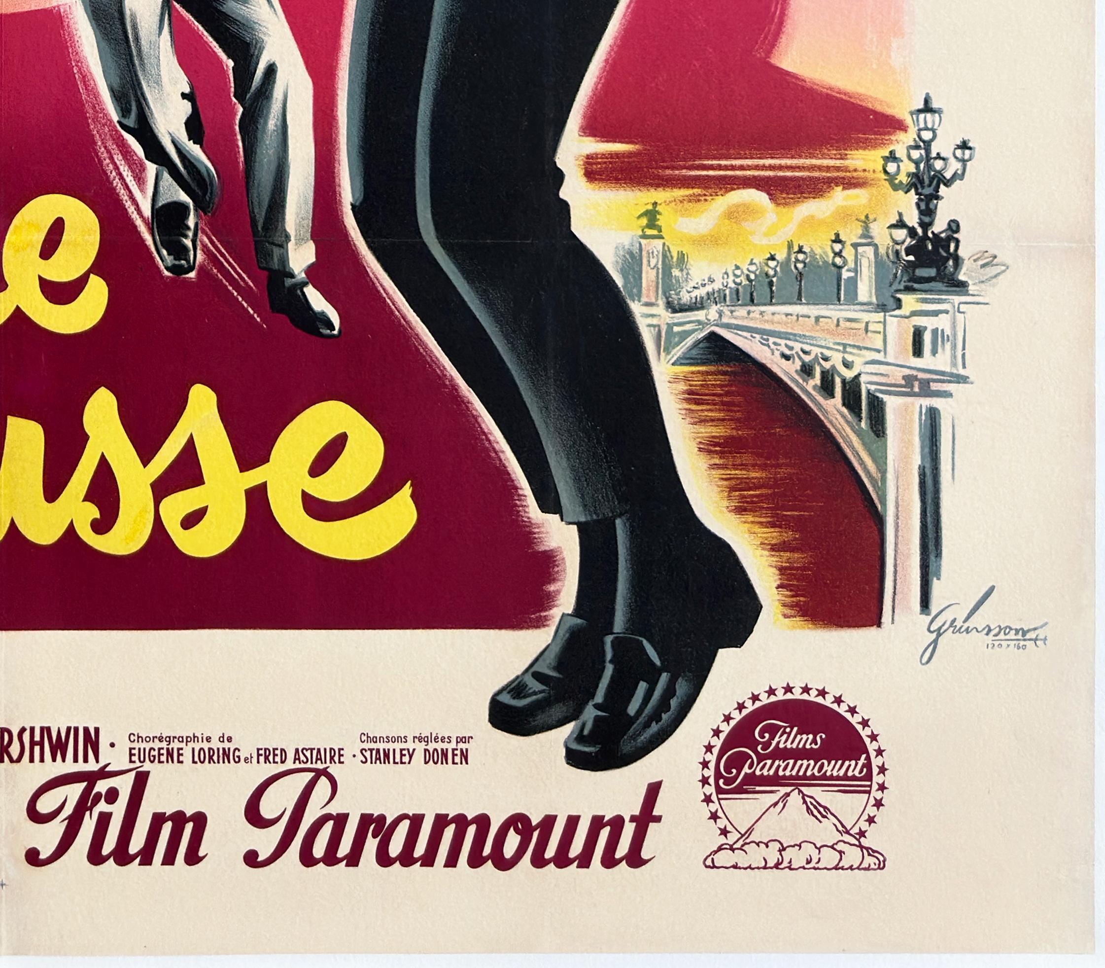 Funny Face 1957 French Grande Film Poster, Boris Grinsson For Sale 3