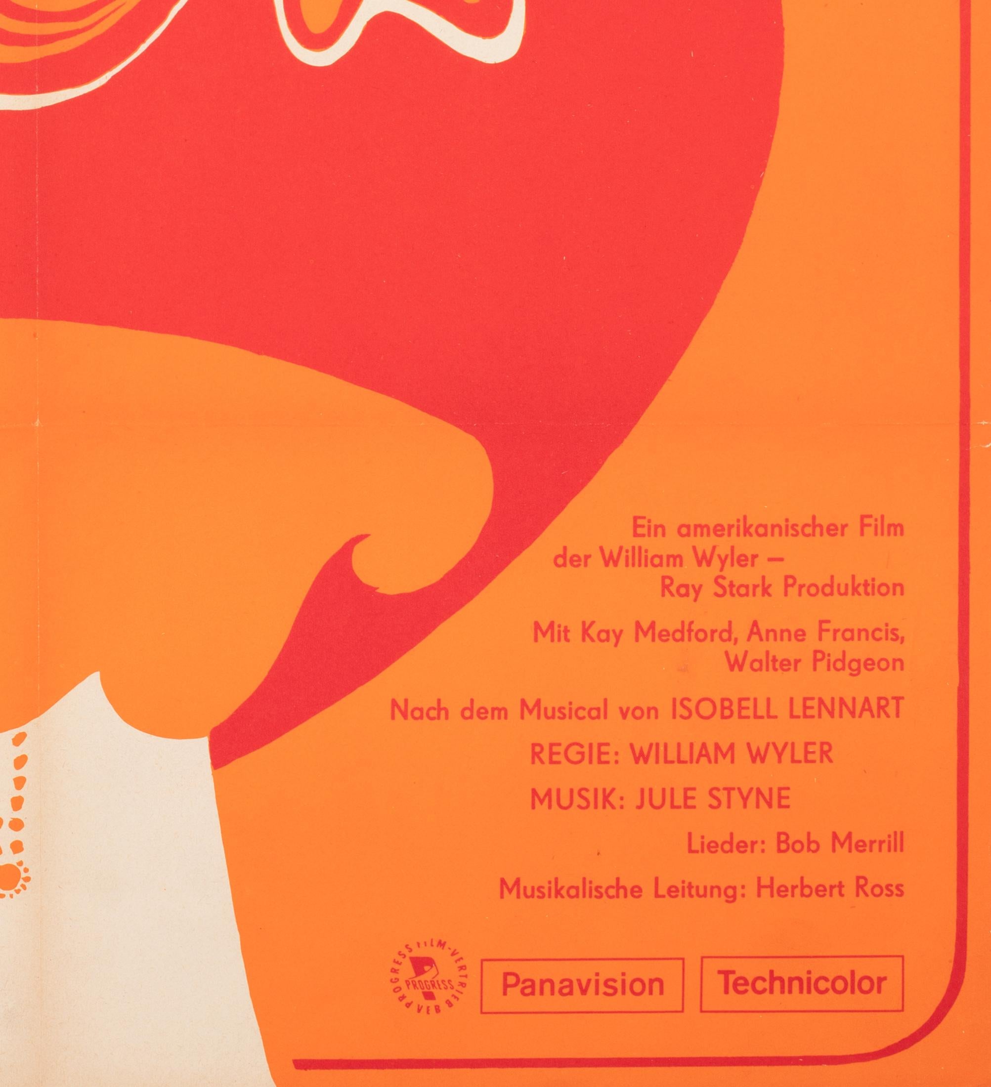 Funny Girl 1970 East German Film Movie Poster, Roeder 1