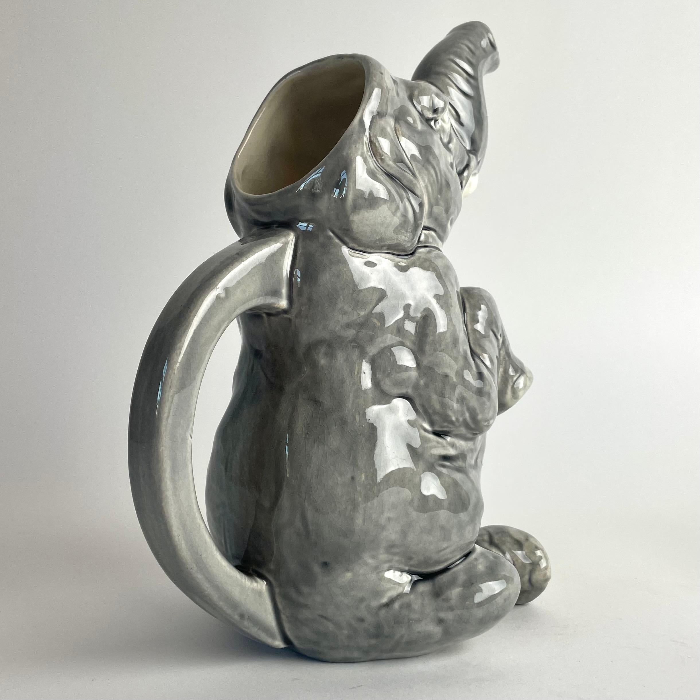Funny Majolica Pitcher by Sarreguemines from France. Early 20th Century For Sale 2