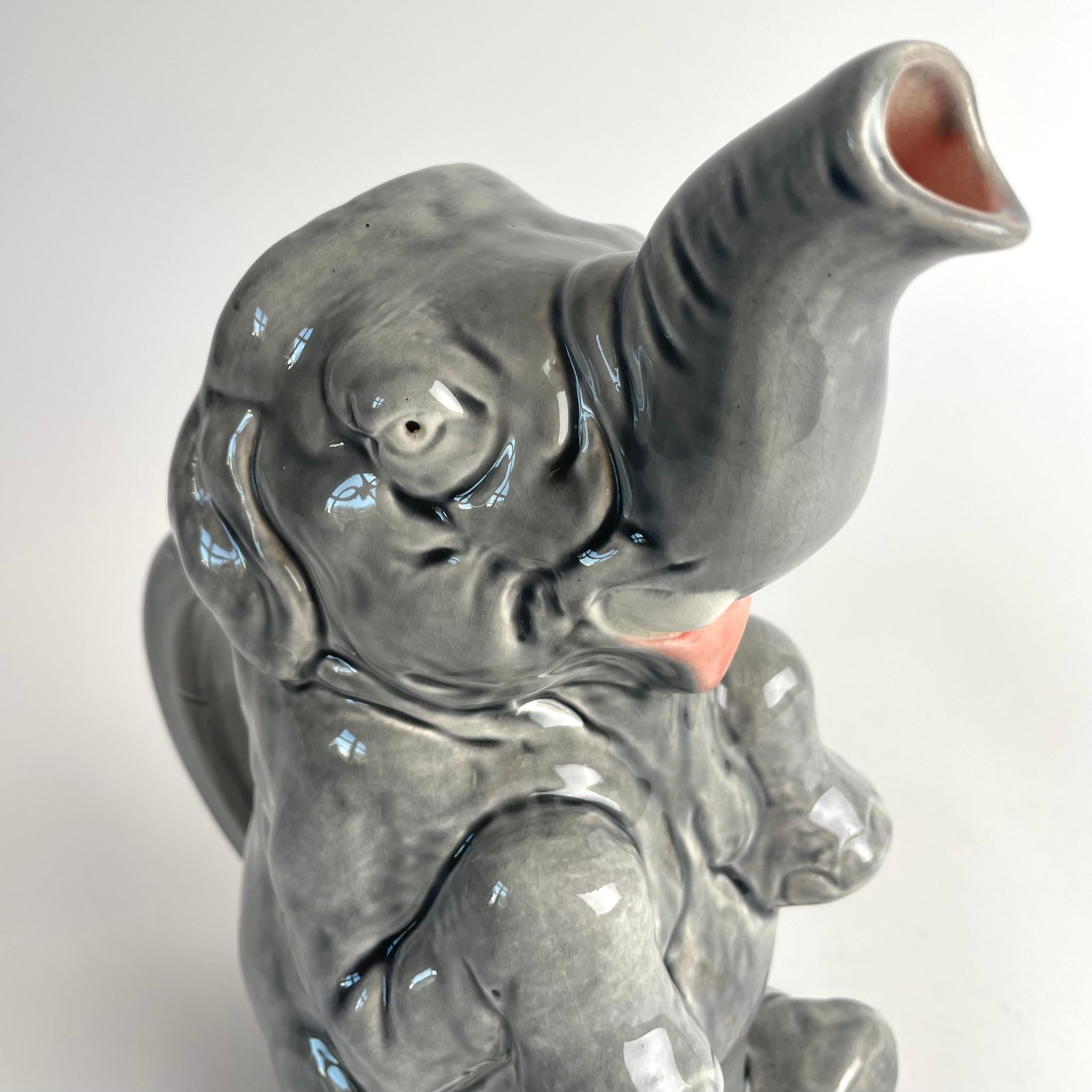 Funny Majolica Pitcher by Sarreguemines from France. Early 20th Century For Sale 3