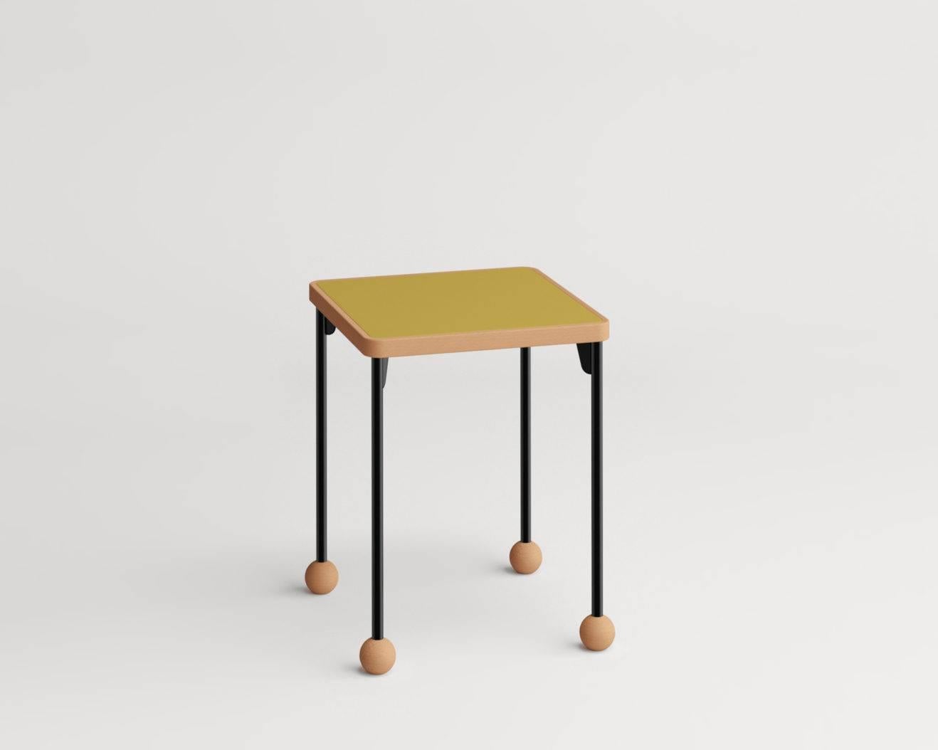 Stools or side tables by Russian designer Dmitry Samygin

Beech wood, metal and linoleum Forbo
Measures: 45.7 cm x 35.6 cm x 35.6 cm

Available colors: black, grey, red, yellow and green

[Sold individually]

After studying Applied Arts at the