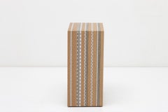 Funquetry C Table in oak with Middle Eastern marquetry patterns
