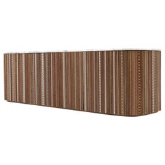 Funquetry Console in walnut wood with Middle Easter marquetry patterns Funquetry Console in walnut wood with Middle Easter marquetry patterns