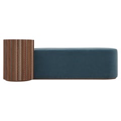 Funquetry Pleated Bench in walnut wood with Middle Easter marquetry patterns