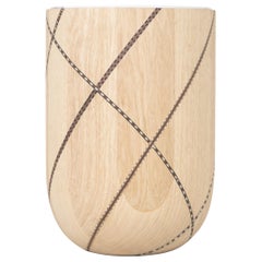Funquetry Swirl Table - Side table in oak with traditional marquetry stripes