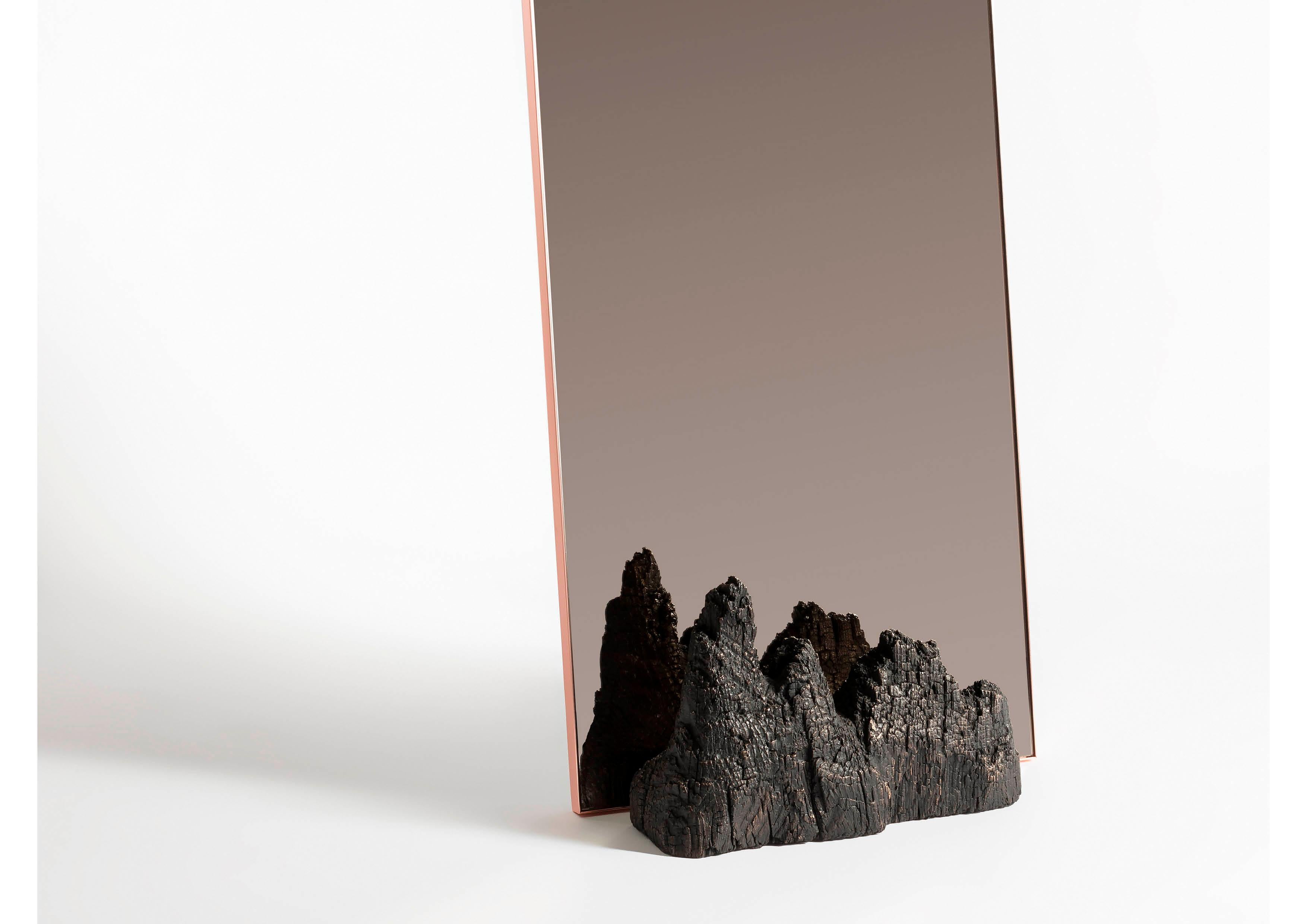 Italian Fuoco Wall Mirror in Bronze by Roberto Sironi For Sale