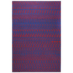 Fuoritempo - Red Blue - Design Kilim Rug Wool Cotton Carpet Handwoven Light