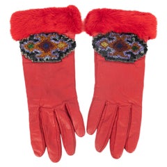Fur and leather gloves