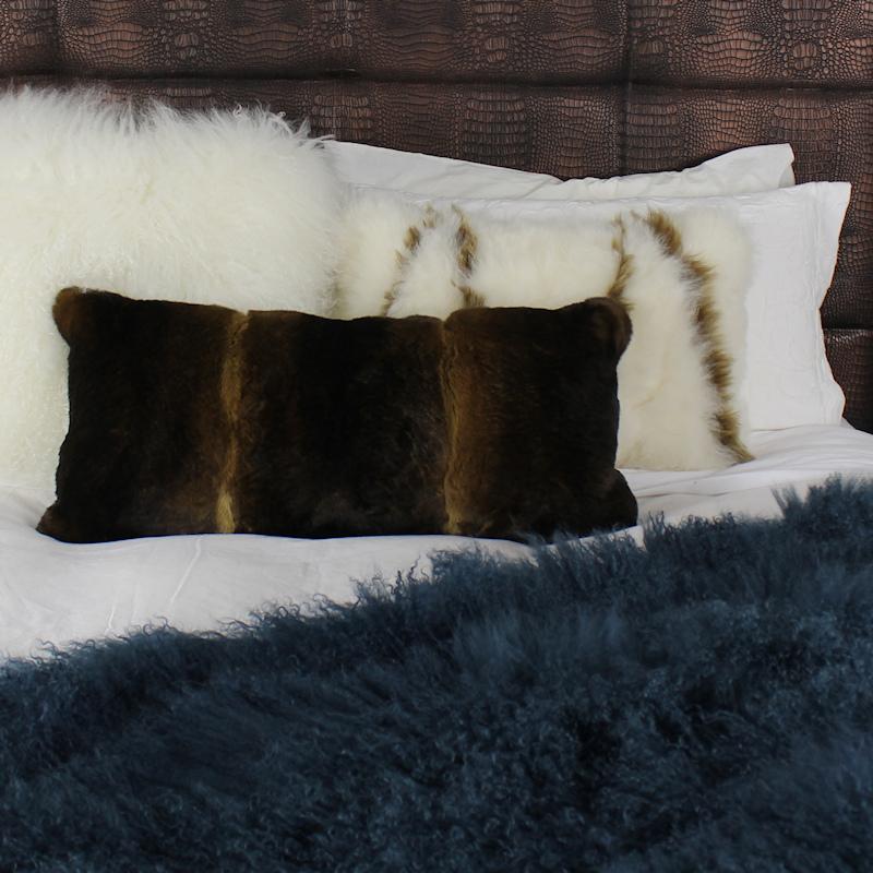 blue mongolian fur throw