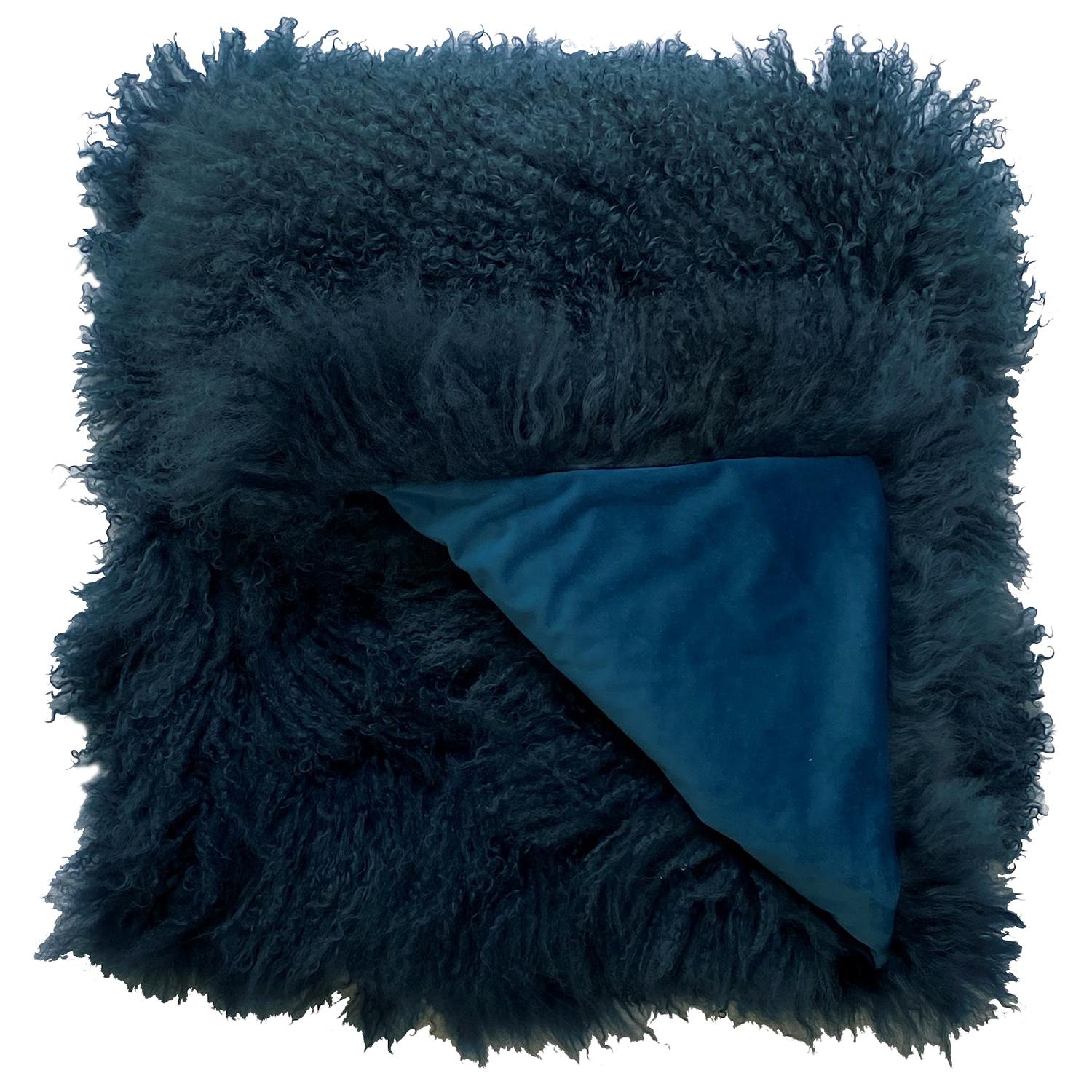 Fur Blanket throw Mongolian Fur Sailor Blue