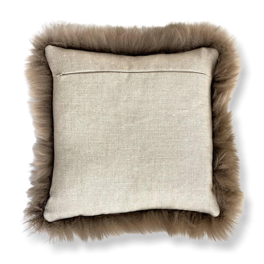 Scandinavian Modern Fur Pillow Taupe -  Merino Lambskin For Sale