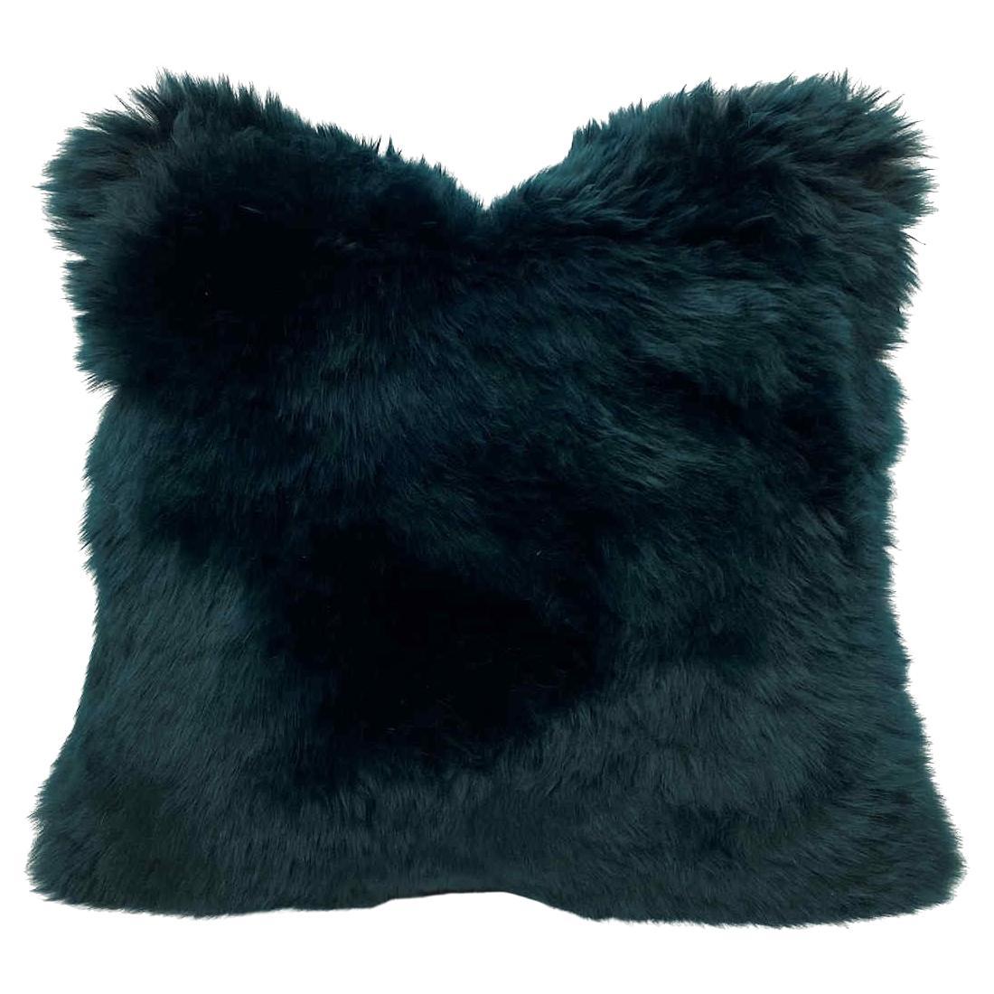 Fur Pillow Teal, Lambskin For Sale