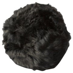 Fur Snowball Pillow - Black