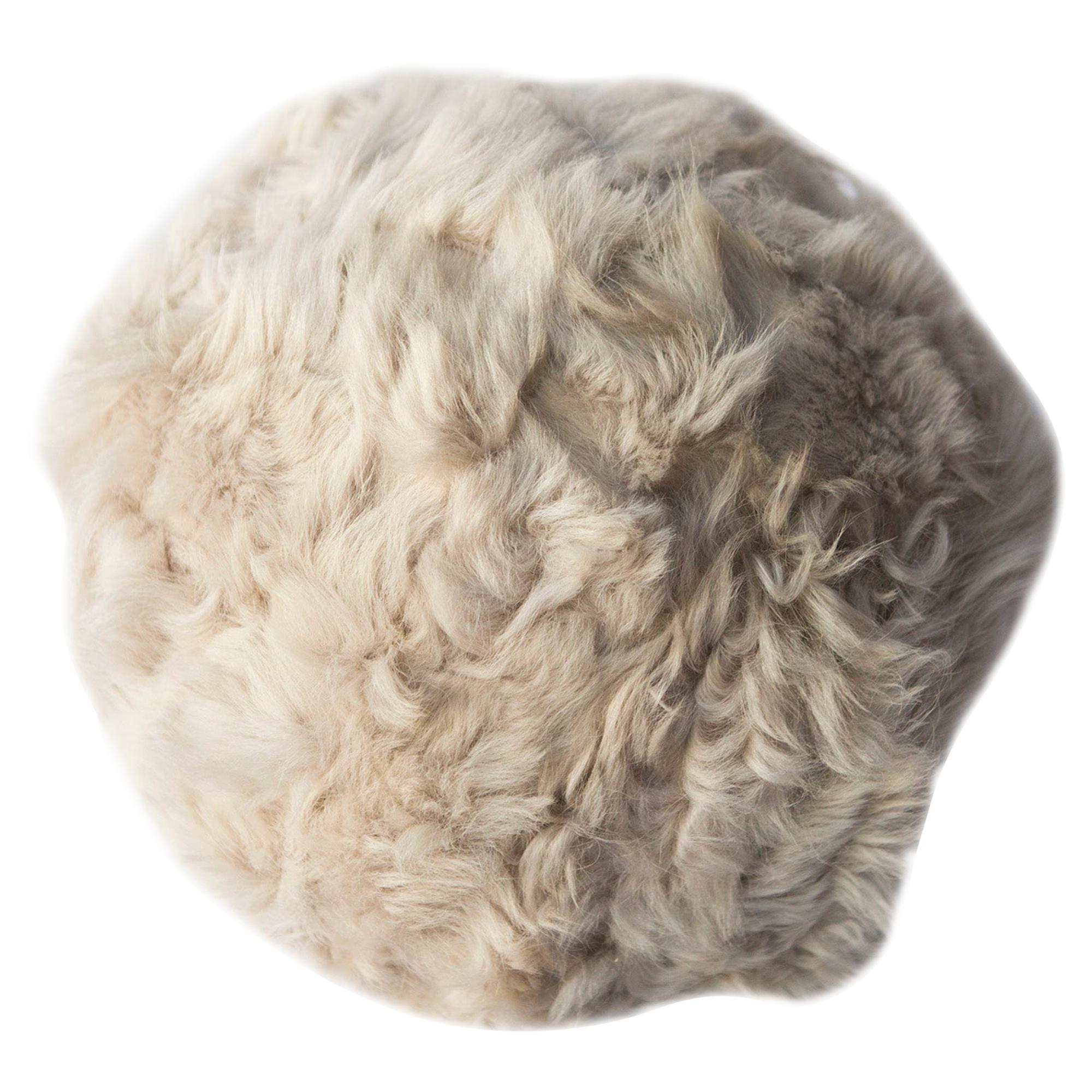 Fur Snowball Pillow, Pearl Grey