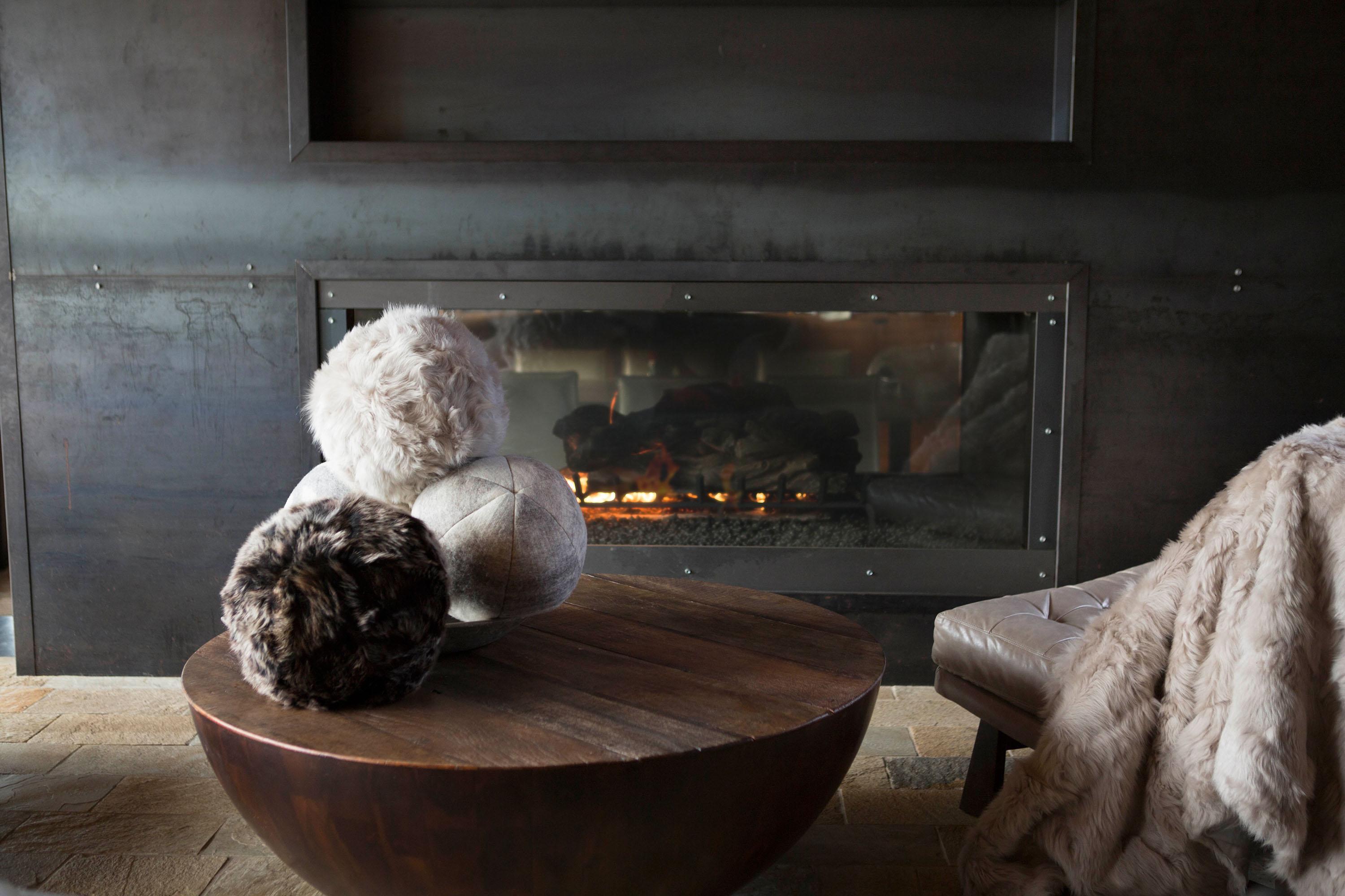 Fur Snowball Pillow - Truffle In New Condition In Sebastopol, CA