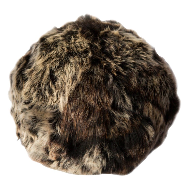 Fur Snowball Pillow - Truffle For Sale