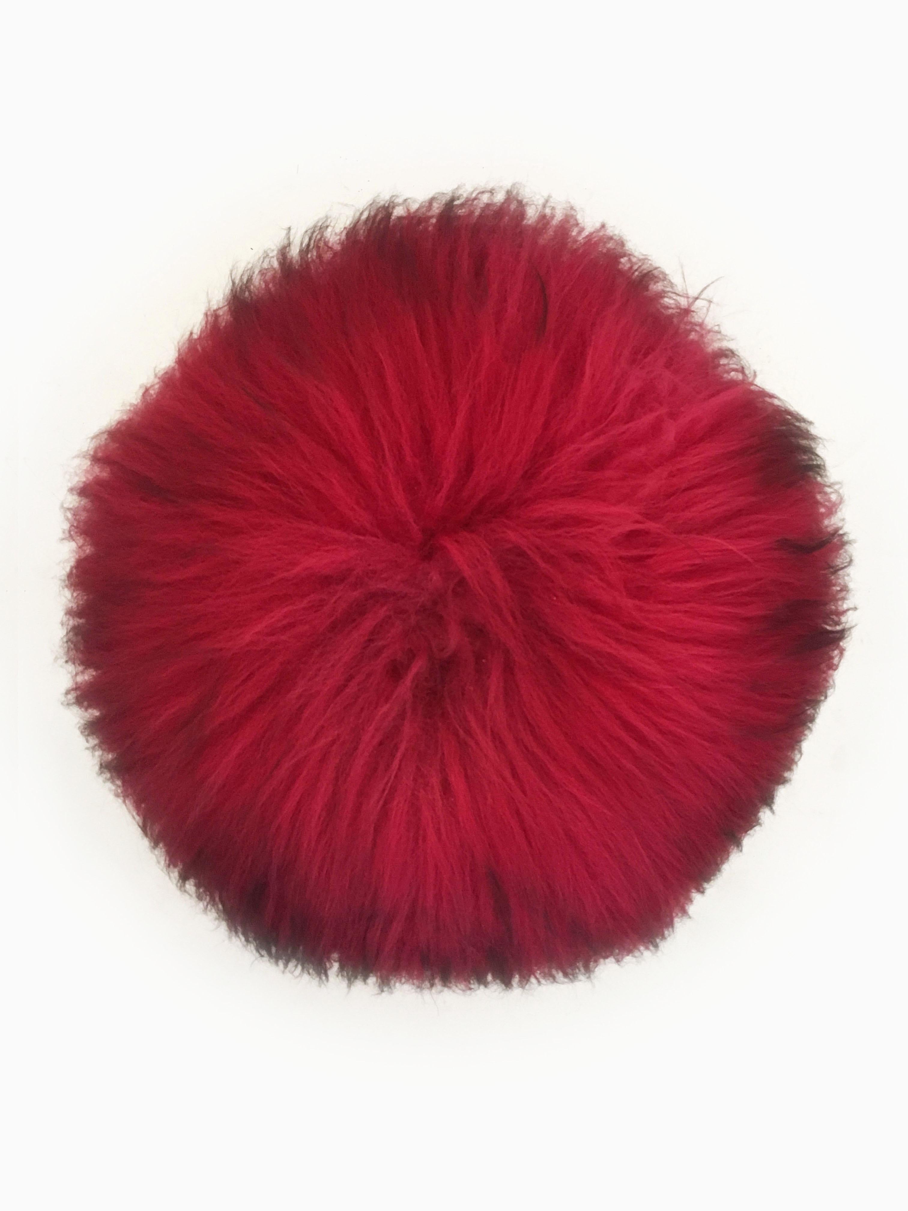 Fuchsia Fur Stools, France 1950s 2