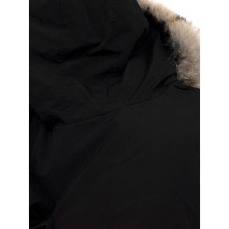 Fur Trim Hooded Black Duck Down Coat For Sale 2