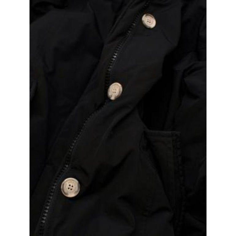 Fur Trim Hooded Black Duck Down Coat For Sale at 1stDibs