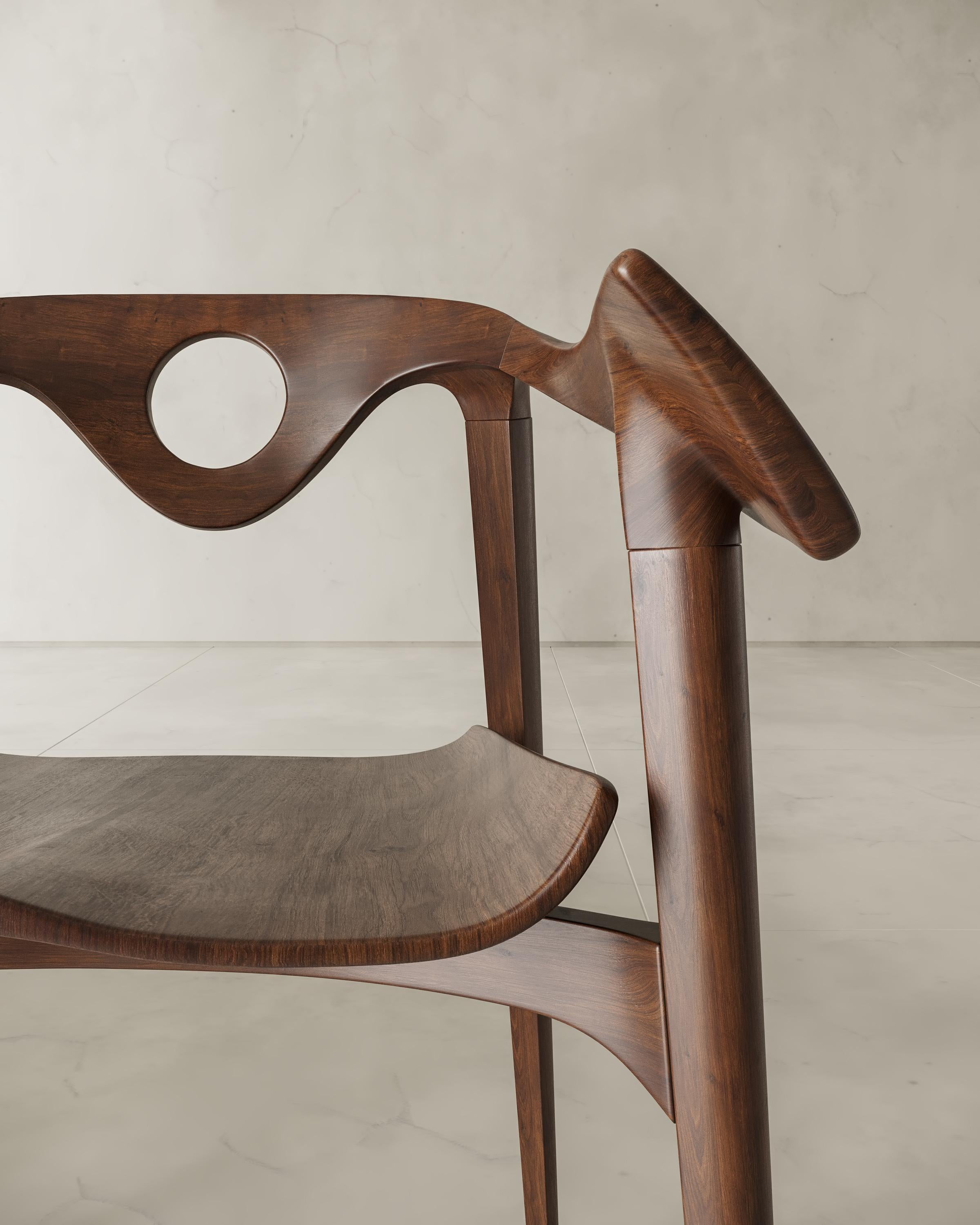 Furcula chair in Jequitiba Brazilian wood in contemporary styly by Tiago Curioni For Sale 12