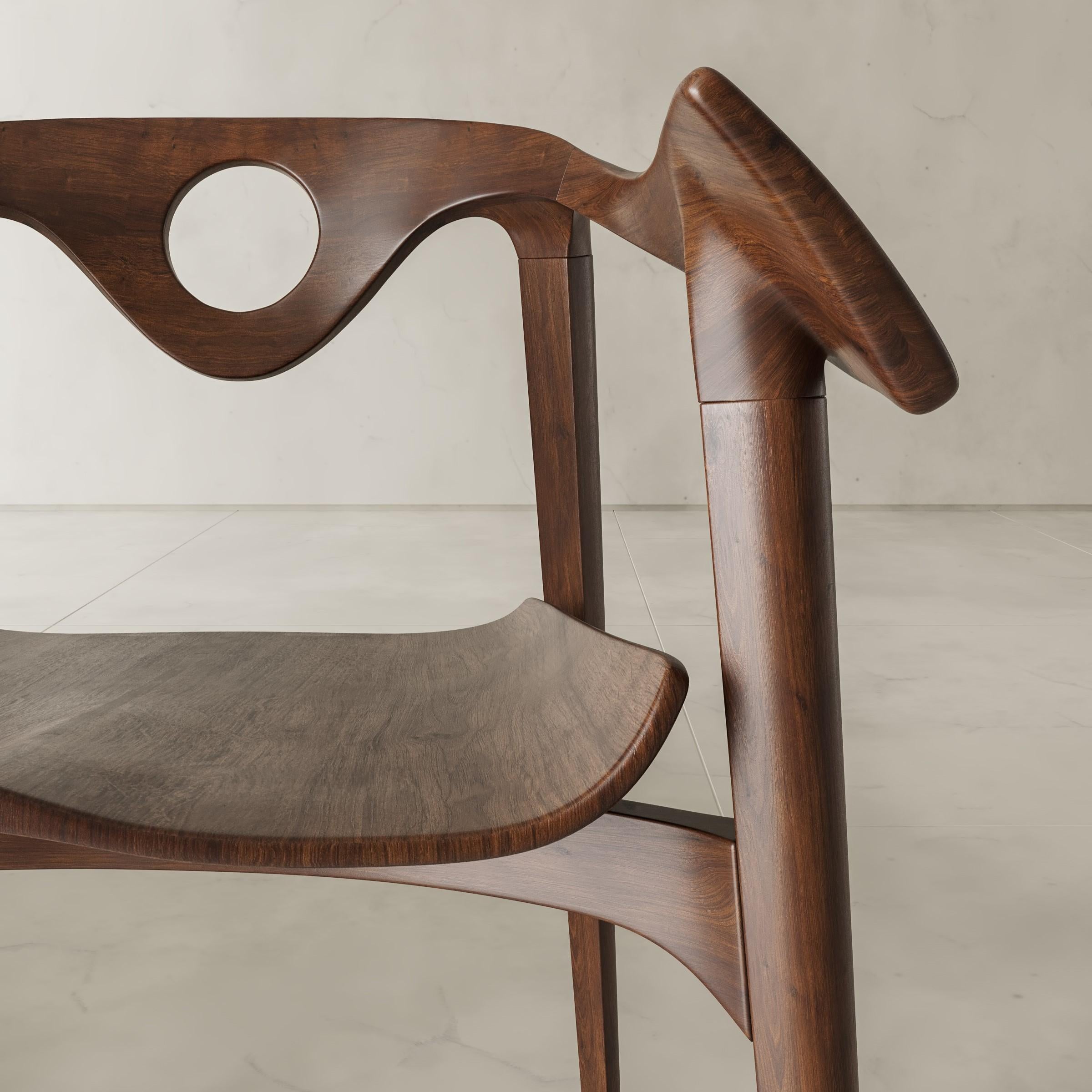 Furcula chair in Jequitiba Brazilian wood in contemporary styly by Tiago Curioni In New Condition For Sale In Sao Paulo, SP