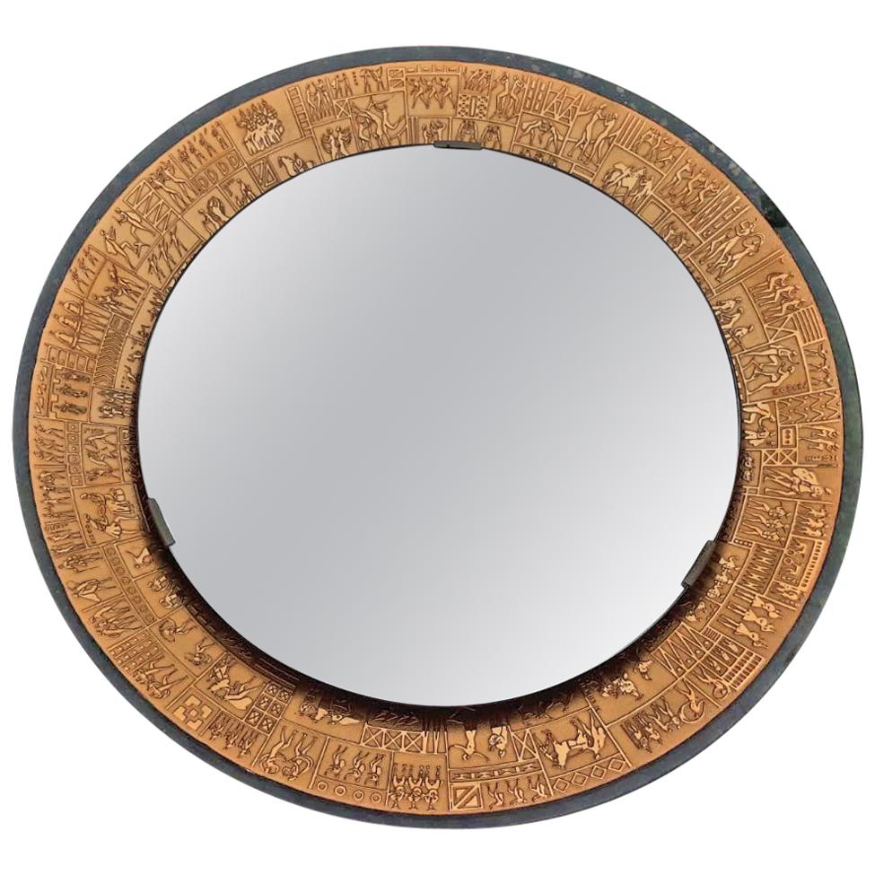 Miroir Furgieri d'Italie en plaqué or, années 1960 en vente
