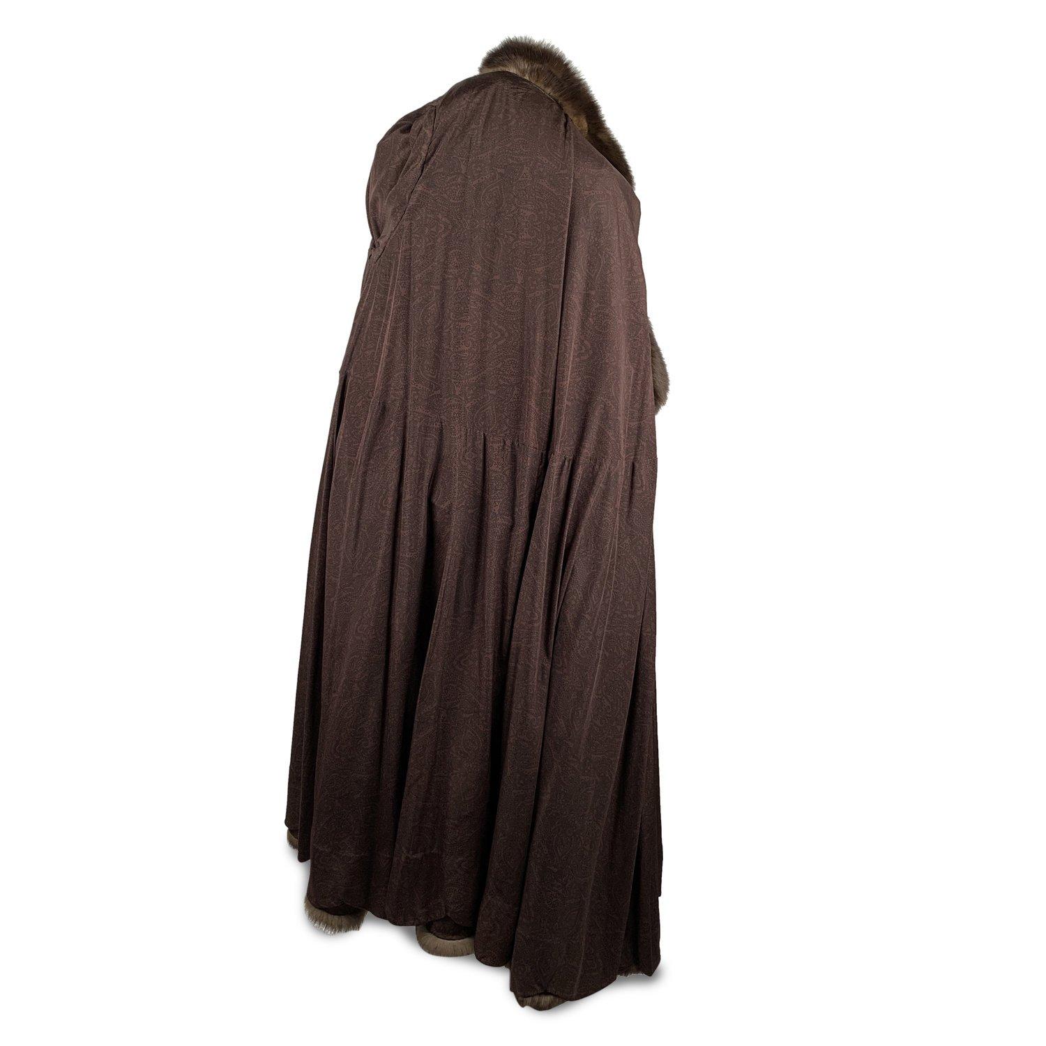 Black Furio Pellicce Vintage Brown Zibeline Sable Fur Long Coat