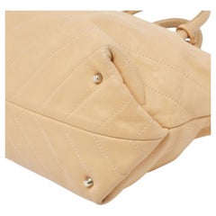 Furla Beige Leather Drawstring Metal Handle Shoulder Bag