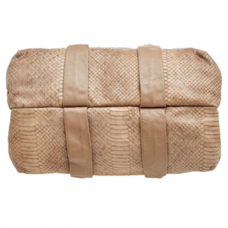 Women's Furla Beige Python Embossed Leather Shoulder Bag For Sale
