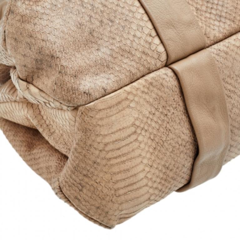 Furla Beige Python Embossed Leather Shoulder Bag For Sale 2