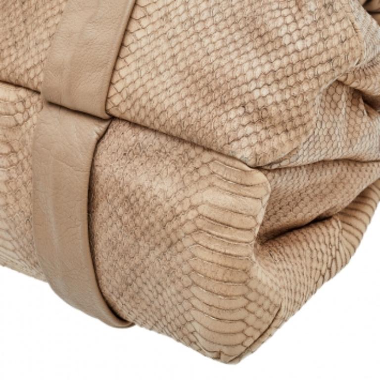 Furla Beige Python Embossed Leather Shoulder Bag For Sale 3