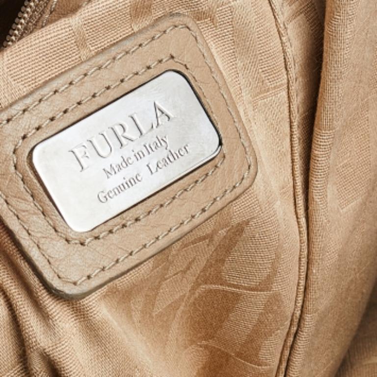 Furla Beige Python Embossed Leather Shoulder Bag For Sale 4