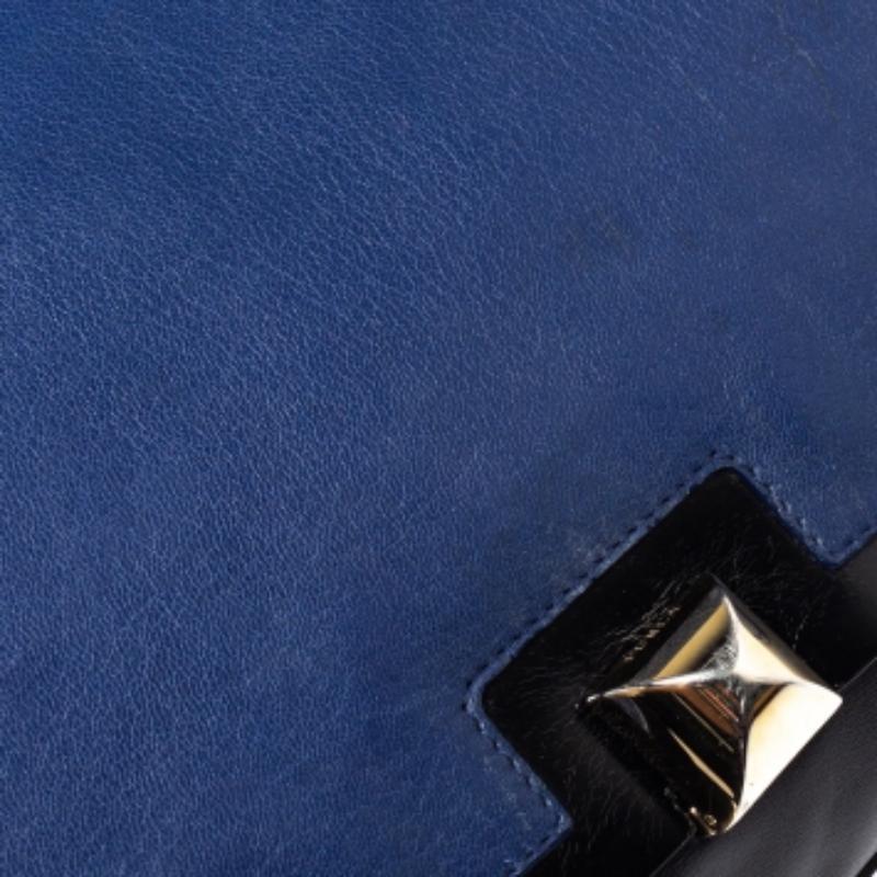 Furla Black/Blue Leather Cortina Top Handle Bag en vente 1