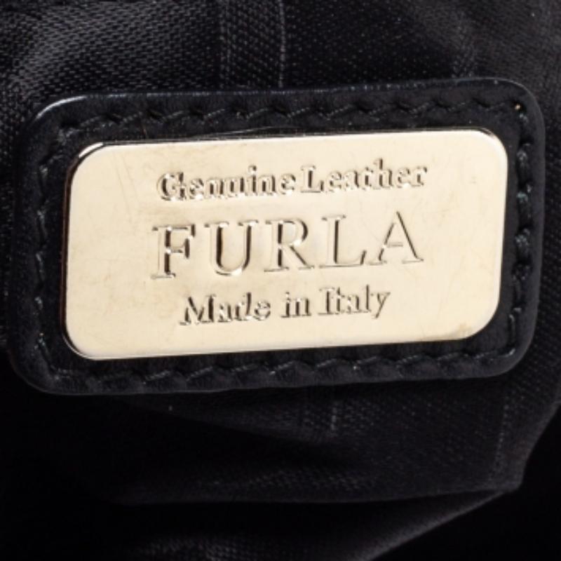 Furla Black/Blue Leather Cortina Top Handle Bag en vente 3