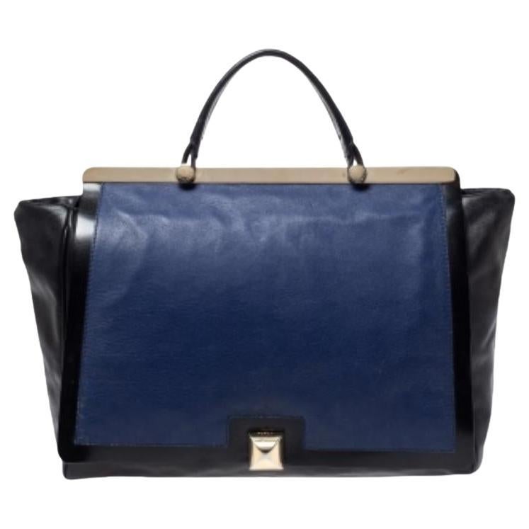 Furla Black/Blue Leather Cortina Top Handle Bag en vente